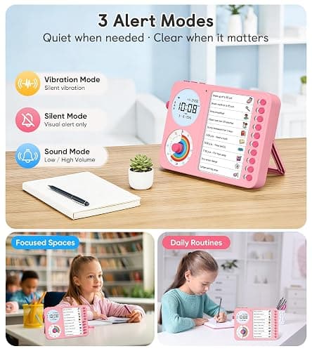 3-in-1 Visual Timer & ADHD Tool for Kids – ADHD Task Timer for Adults with Visual Schedule, Chore Chart & Planning Board for Home, School, Classroom, Work (Pink) thumbnail 3