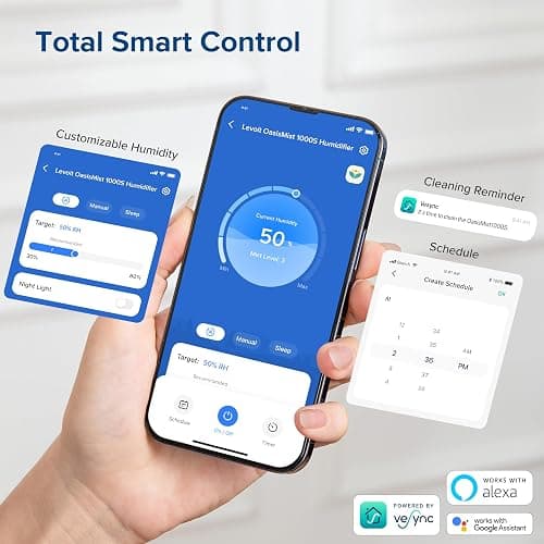 LEVOIT OasisMist 1000S (10L) Smart Humidifier for Home Large Room Bedroom, Last 100 Hours Suitable for Indoor Plant, Cover up to 600ft², Easy Top Fill, Remoter & Voice Control, Auto Mode, Quiet, White thumbnail 6