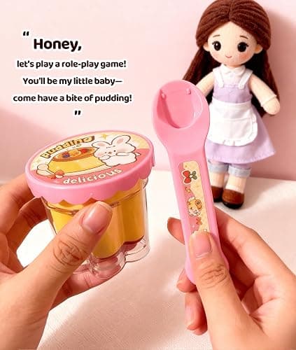 Food Toys Pudding Feeding Toys Doll Toy Foods Set for Toddlers 3 4 5 6 Pudding Toy with Spoon Perfect for Doll Role Play for 3 4 5 6 7 Year Old Girls with Spoon（1 Pieces） thumbnail 4