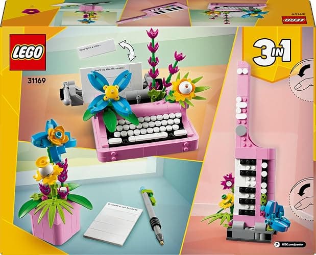 LEGO Creator 3in1 Typewriter with Flowers Toy - Transforms into a Keytar Model or a Flowerpot with a Pen & Notebook - Creative Birthday Gift for 8+ Year Old Girls & Boys - 31169 thumbnail 11