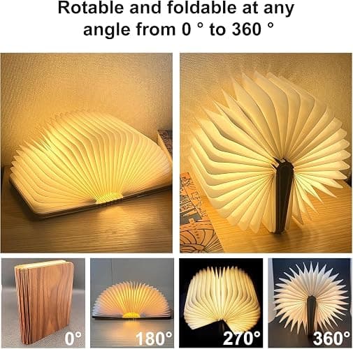 DLUFYEI Wooden Book Lamp, 3 Colors Folding Book Lamp,Teacher Appreciation Gifts for Women, LED Ambient Lighting, Magnetic Mood Lighting for Home Decor Birthday Gifts thumbnail 3