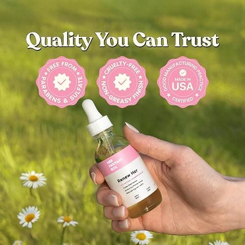 Her Fantasy Box Renew Her | Natural Rejuvenating Yoni Oil for Dark Spots, Ingrown Hair, and Skin Brightening - Nourishing, Moisturizing Formula for All Skin Types thumbnail 6