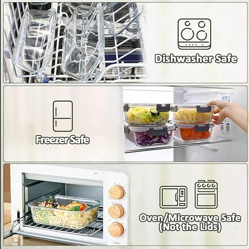 M MCIRCO [80 oz & 36 oz Extra Large Glass Food Storage/Baking Containers Set with Lids, 2 Pack 80 oz(10 cup)&2 Pack 36 oz (4.5 cup) Airtight Glass Container,Microwave,Oven,Freezer and Dishwasher thumbnail 5