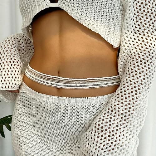 Boho Waist Beads Chains Set Colorful Summer African Belly Chain Elastic Waist Beads for Weight Loss Body Chains Bikini Beads Jewelry for Women thumbnail 2