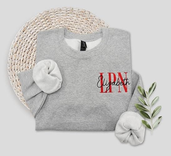 RN LN LPN Nurse Sweatshirt Licensed Nurse Registered Nurse Licensed Practical Nurse Hoodie Custom Add Your Name Long Sleeve. thumbnail 6