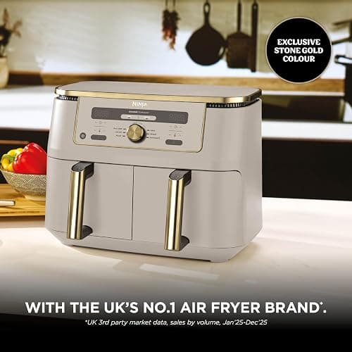Ninja MAX Dual Zone Digital Air Fryer, 2 Drawers, 9.5L, 6-in-1, Uses No Oil, Air Fry, Max Crisp, Roast, Bake, Reheat, Dehydrate, Non-Stick, Dishwasher Safe Baskets, Stone Gold DZ400UKSTGD thumbnail 3
