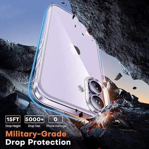 TAURI for iPhone 17 Case, Anti-Yellowing with Screen Protector, Military-Grade Protection Shockproof Slim Phone Case for iPhone 17, Clear thumbnail 4