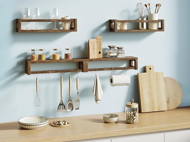 TidyCorner Upgraded Thick Floating Shelves - Multi-Use Wall-Mounted Bookshelves for Kids and Nursery, Ideal for Books, Toys, Spice Rack, Decor - Drak Walnut Brown thumbnail 4