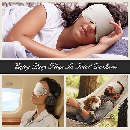 BOKOR Nature Silk Sleep Eye Mask, Sleeping Mask, Dark Circles and Puffiness, Improve Sleep, Light Blocking Eye Cover - Champagne thumbnail 4