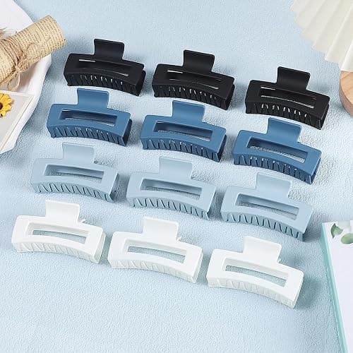Sisiaipu 12 Pcs Medium Hair Clips, 3.5 Inch Square Claw Clips for Thick and Thin Hair - Blue thumbnail 5
