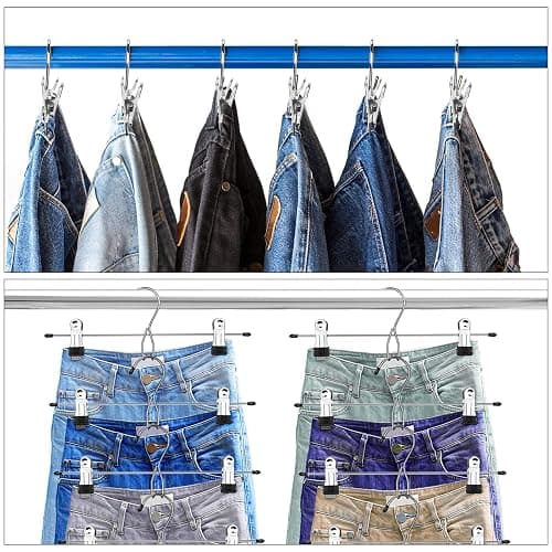 24 Pcs College Dorm Room Supplies Decor Skirt Pants Hangers with Clips Heavy Duty Clip Space Saving Stackable Add on Metal Organization and Storage for Jeans Towels Skirt Trousers Ties Socks thumbnail 5