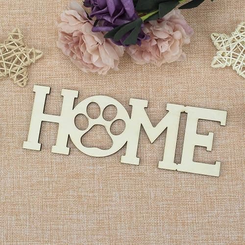 3pcs Home Paw Wood Sign Blank Wooden Dog Cat Paw Plaque Unfinished Wood DIY Crafts Cutouts Ornaments for Puppy Pet House Door Wall Decorative, 7.9x2.6 in thumbnail 2