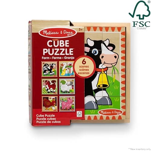 Melissa & Doug Farm Wooden Cube Puzzle with Storage Tray – 6-in-1 Animal Puzzle for Toddlers and Preschoolers – 16 Wooden Cubes – Farm Toy for Kids Ages 3+ - FSC Certified thumbnail 7