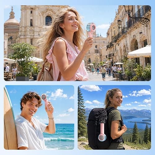 HandFan 5000mAh Portable Turbo Misting Fan, High Speed Handheld Ice Cooling Fan, Spray Water Mist Fans, Mini Hand Fans Rechargeable, 100 levels Adjustable, for Summer Travel Concerts Disney(Pink) thumbnail 6