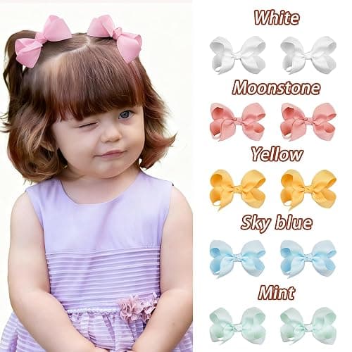 CÉLLOT 40Pcs 3 inch Hair Bows for Girls Grosgrain Ribbon Toddler Back to School Hair Accessories with Alligator Clips for Baby Girls Kids thumbnail 8