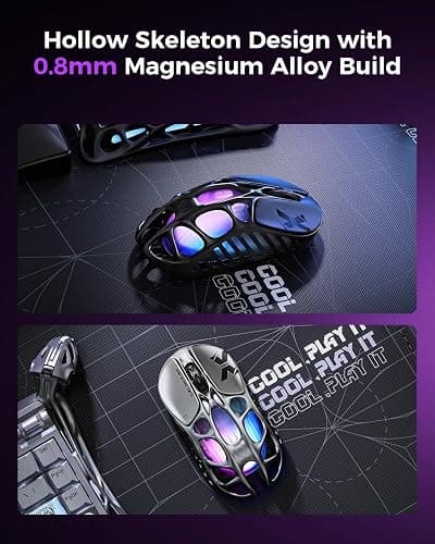 GravaStar Mercury X Pro Wireless Gaming Mouse, Come with 8K Dongle – 32,000 DPI PAW 3950 Sensor, 8,000Hz Polling Rate, Only 49g, Magnesium Alloy Hollow Frame, RGB Lighting, 5 Programmable Buttons thumbnail 8