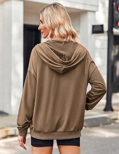 Zeagoo Women's Lightweight Hoodies Full Zip Up Oversized Sweatshirts with Pockets Long Sleeve Thin Casual Hooded Jackets thumbnail 6
