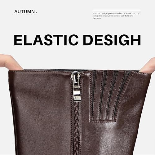 Choiran Black Knee High Boots for Women - Wide Calf Platform Tall Boots Square Toe Chunky Block Heeled Gogo Boots thumbnail 4