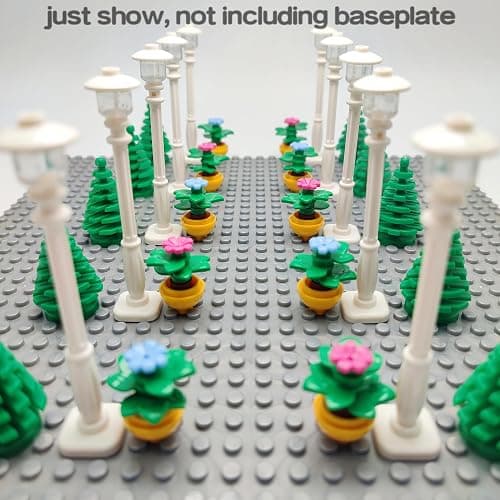 dspitwod City Street Lamp House Garden Building Accessories with Lights Trees and Flower Pot Block Toys Compatible with Major Bricks thumbnail 2