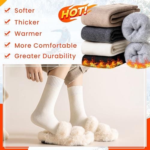 Velice Winter Warm Thermal Socks for Women Extra Thick Insulated Heated Crew Boot Socks for Cold Weather 5 Pairs thumbnail 2