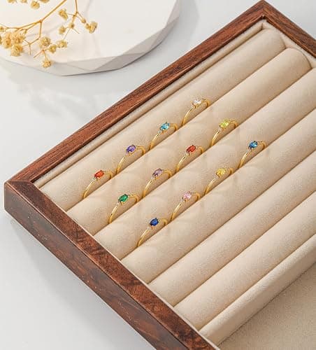 Lunvky 14k Gold Plated Birthstone Rings for Women Dainty Stackable Rings Non Tarnish Thumb CZ Emerald Green Gemstone Ring Cute Jewelry Birthday Valentine Gift for Mother Daughter Band Size 6-11 thumbnail 5