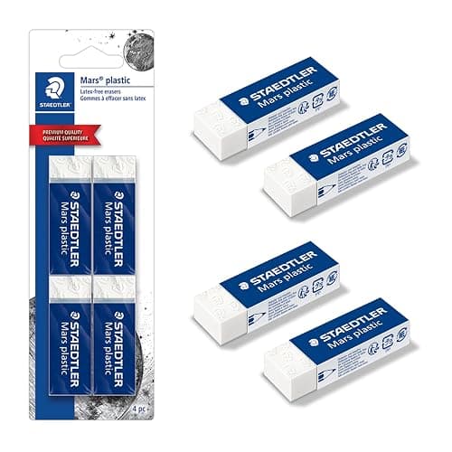 STAEDTLER Mars Plastic Vinyl Erasers (4-Pack), White Erasers for Clean & Precise Results - Latex-Free, Minimal Crumbling, Made in Peru - Image 1