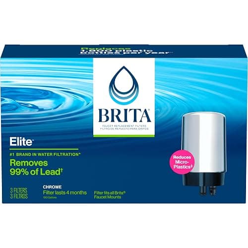 Brita Replacement Water Filter for Faucet Mount, Removes 99% of Lead, Sink Filtration System, Chrome, 3 Count thumbnail 9