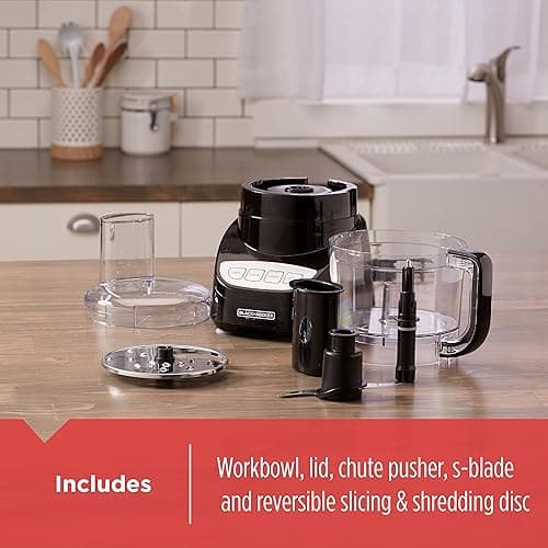 BLACK+DECKER Food Processor and Vegetable Chopper, Stainless Steel Blade, 8-Cup Capacity, 450W Power with Attachments to Grate, Shred, Slice, Mince, Grind, and Puree thumbnail 8