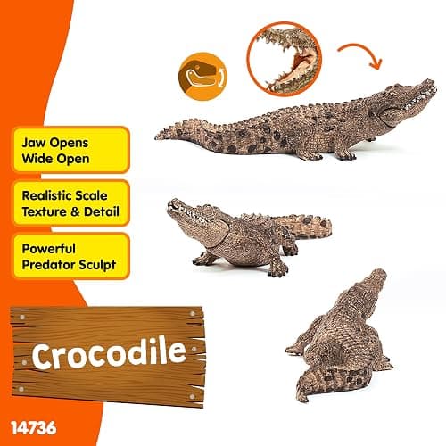 Schleich Wild Life - Crocodile Toy Figurine - Kids Ages 3+ | 14736 | Wild Animal Figurine, Realistic Animal Toys, Safari Toy for Boys and Girls, Screen-Free Imaginative Pretend Play, Montessori thumbnail 3
