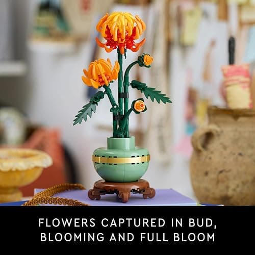 LEGO Botanicals Chrysanthemum Artificial Flower Building Set - Creative Model Kit for Adults to Build - Faux Plant Gift for Women and Men - Home Office Decor from the Botanical Collection - 10368 thumbnail 4