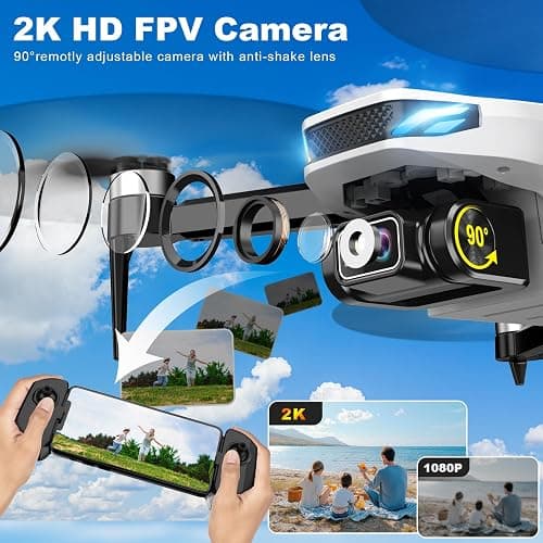 GPS Drone with Camera for Adults, 2K HD GPS Drones with Auto Return, Follow Me, Circle Fly, Waypoint Fly, Optical Flow, Brushless Motor, Foldable 5G Transmission FPV Quadcopter thumbnail 4