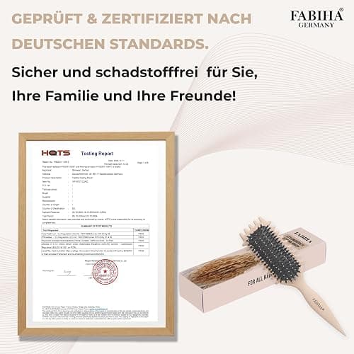 FABIHA® 𝐏𝐑𝐄𝐌𝐈𝐔𝐌 Lockenbürste - Curly Hair Brush - Bio Haarbürste ohne ziepen - Wildschweinborsten Bürste - Die Originale 3-in-1-Stylingbürste für trendige Lockenfrisuren (Beige) thumbnail 5