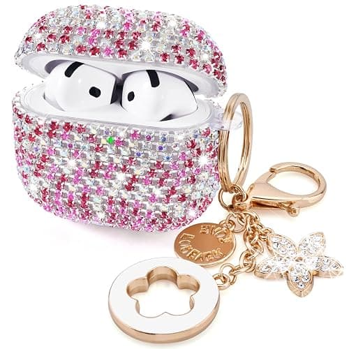 VISOOM Bling Jewelry Case for Airpods 4 Cases 2024 Cover Women, Sparkly Diamond Air Pods 4 Gen Case Glitter Rhinestone Airpod Case 4th Generation iPods 4 Case with Keychain for iPod Earbud Airpod 4th - Image 1