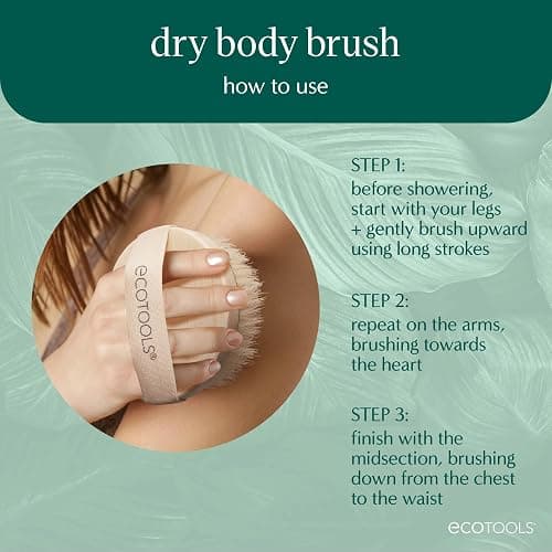 EcoTools Dry Body Brush for Dry Brushing, Smooth Skin, 1 Count | Soft, glowing skin, body scrub brush, leg exfoliator, travel size, bamboo handle thumbnail 4