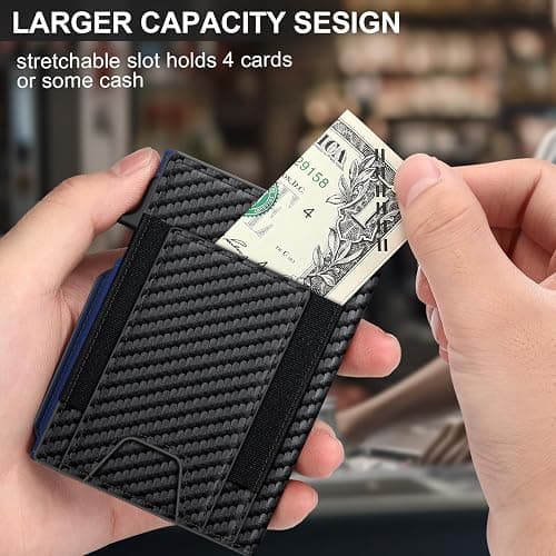Wallet for Men Wallet with Slim Pop Up Card Holder 9-13 Cards, Bifold Minimalist Smart Wallet RFID Blocking Credit Card Holder with ID Window & Stretchable Cash Slot Compact Metal Aluminum Card Case thumbnail 4