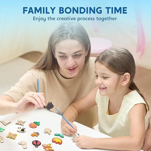 JOYIN 12 Wooden Magnet Creativity Arts & Crafts Painting Kit for Kids, Decorate Your Own Painting Gift for Halloween Crafts, Birthday Parties and Family Crafts, Party Favors for Boys Girls thumbnail 7