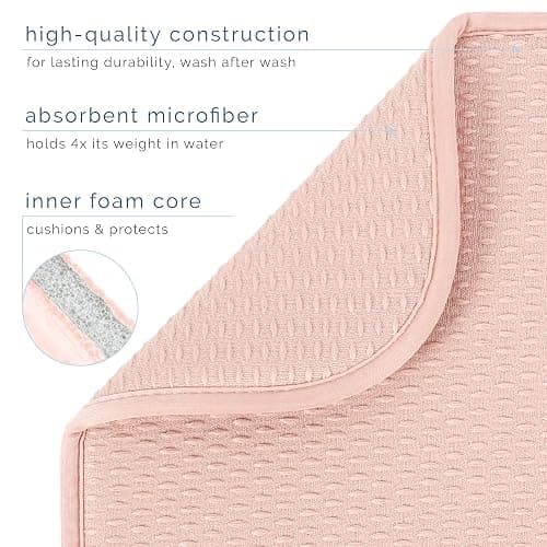 S&T INC. Dish Drying Mat XL, 18” x 24”, Absorbent Microfiber Kitchen Counter Mat, Drying Pad for Dishes, Utensils, Pots and Pans, Extra Large, Diamond Texture, Pink thumbnail 5