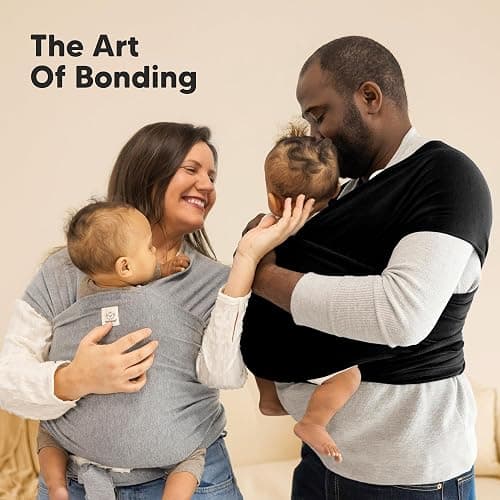 KeaBabies Baby Wrap Carrier - All in 1 Original Baby Carrier Newborn To Toddler Sling, Easy to Wear, Hands Free Bonding, Lightweight, Breathable Infant Wraps (Trendy Black) thumbnail 8