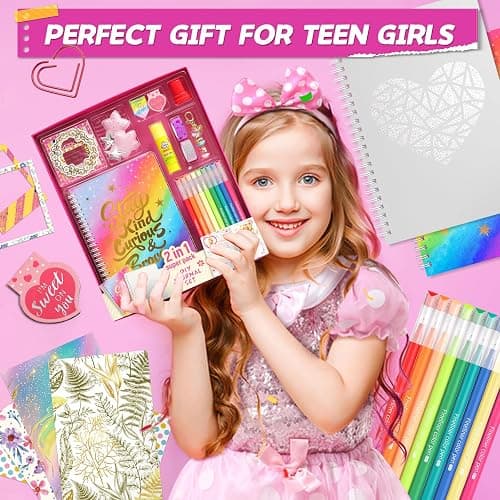 ADUSRIZ 2-Pack DIY Journal Kit for Girls, Journal Set with Stickers, Birthday Gifts for Teen Girls, Decorate Your Planner/Organizer, Journaling Arts Craft Kit, Ideal Gifts for 8-12 13 14 Year Old Girl thumbnail 5