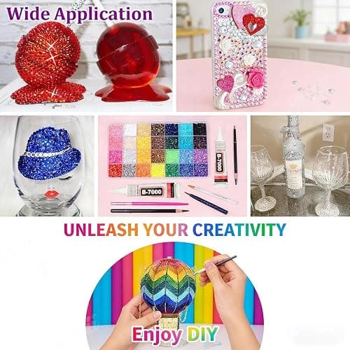 40000Pcs 40 Colors Badazzle Kit, 3mm Resin Jelly Rhinestones Bedazzling Kit | Multicolor Flatback Bedazzler Gems, 4Pcs B7000 Jewelry Glue, Diamond Art Tool for Bedazzle Thing Shoes Books Crafts Nail Art thumbnail 6