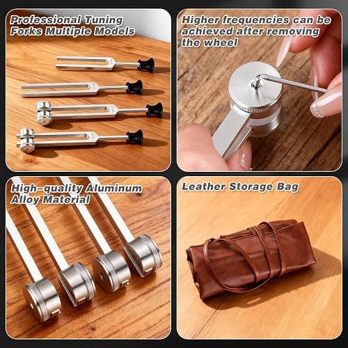 Tuning Forks Set - 128Hz, 136Hz, 256Hz, 384Hz, Chakra & Body Tuning Forks Kit with Activator and Pouch, for Meditation, Relaxation & Energy Balance thumbnail 6
