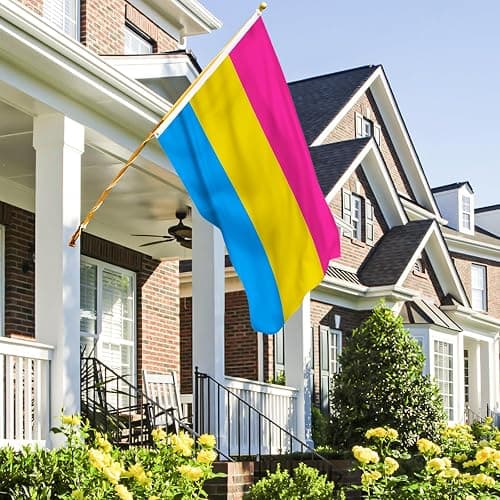 AhfuLife Pansexual Flag - 3x5 Ft Rainbow Pride Flag for Outside - Double Side with Brass Eyelets for Pansexual Party Decor, LGBT Pride Day Party Wedding Decorations thumbnail 2