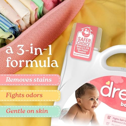 Dreft Baby Liquid Laundry Detergent, Gentle on Sensitive Skin Laundry Soap, 150 fl oz, 114 Loads (Packaging May Vary) thumbnail 3