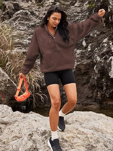 Nirovien Womens Fleece Pullover Long Sleeve Sherpa Jacket Button Down Fuzzy Sweatshirt Warm Outwear with Pockets thumbnail 4