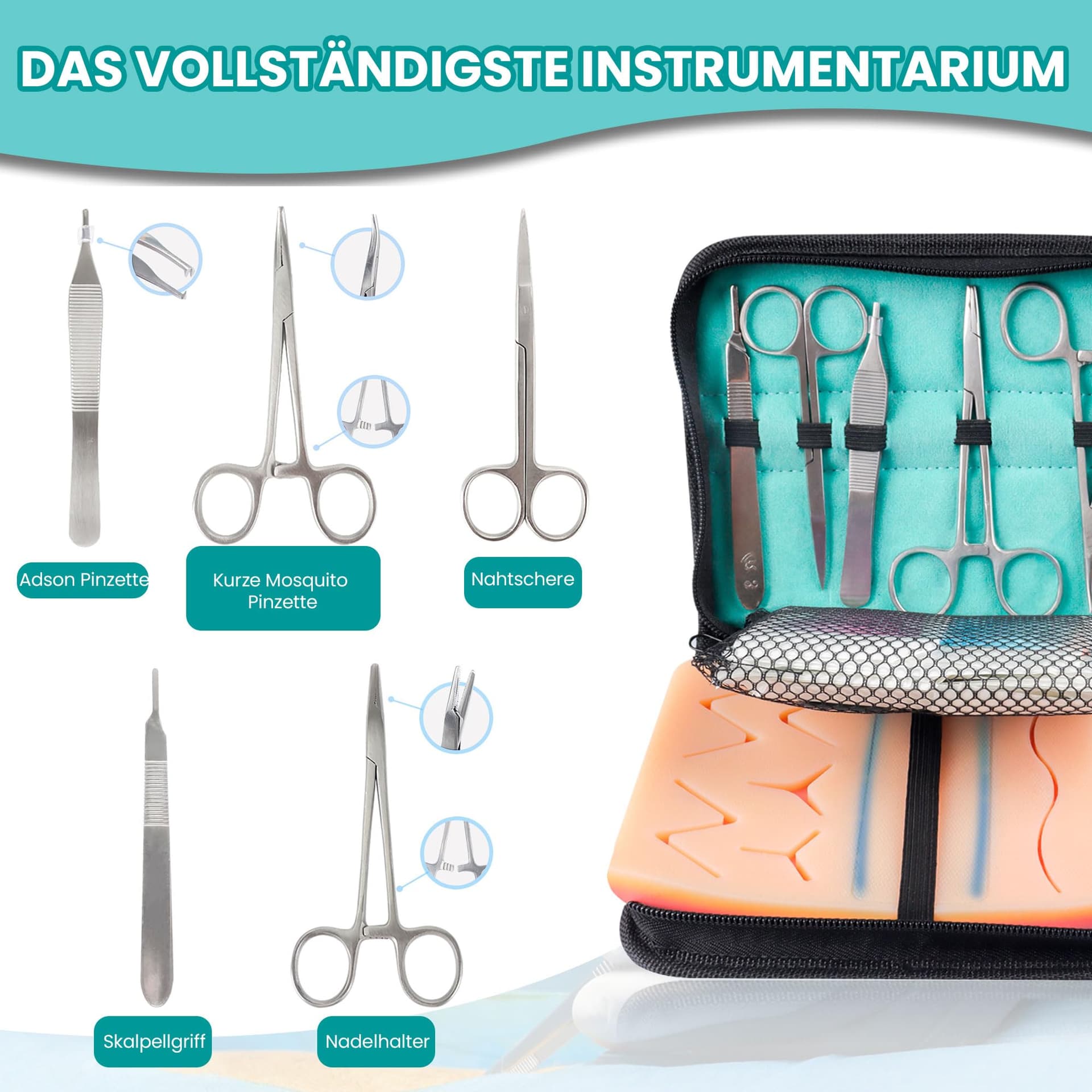 Dimedsion Surgical Suture Kit with Veins and Snijzone | Suture Practice Kit for Practicing Suture Techniques, Medical Suture Set, Surgical Instruments, Suture Set Medical Exercise Equipment thumbnail 5