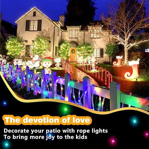 GLPE Solar String Lights Outdoor Waterproof LED,66ft 200 LED Rope Lights Solar Powered,8 Modes Multicolor Fairy Lights with Remote for Christmas Garden Patio Deck Backyard Pool Trampoline thumbnail 2