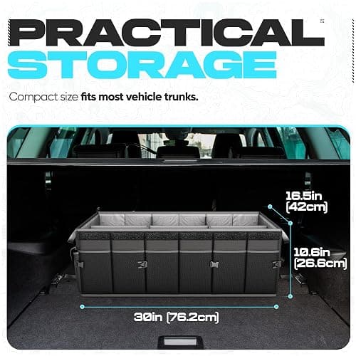 FORTEM Trunk Organizer For SUV Car Trunk Organizer, Foldable Storage, Car Accessories for Women Men, Collapsible Bag, Perfect Christmas Gifts, 600D Oxford, Non Slip Bottom, Straps, Soft Cover (85L) thumbnail 2