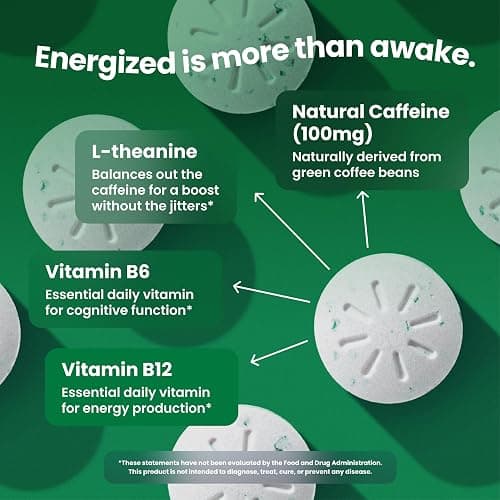 Neuro Energy & Focus Gum, Extra Strength - 100mg Natural Caffeine Gum & Nootropic Energy Supplement with L-Theanine & B Vitamins - Sugar Free, Vegan - Spearmint, 90ct thumbnail 2