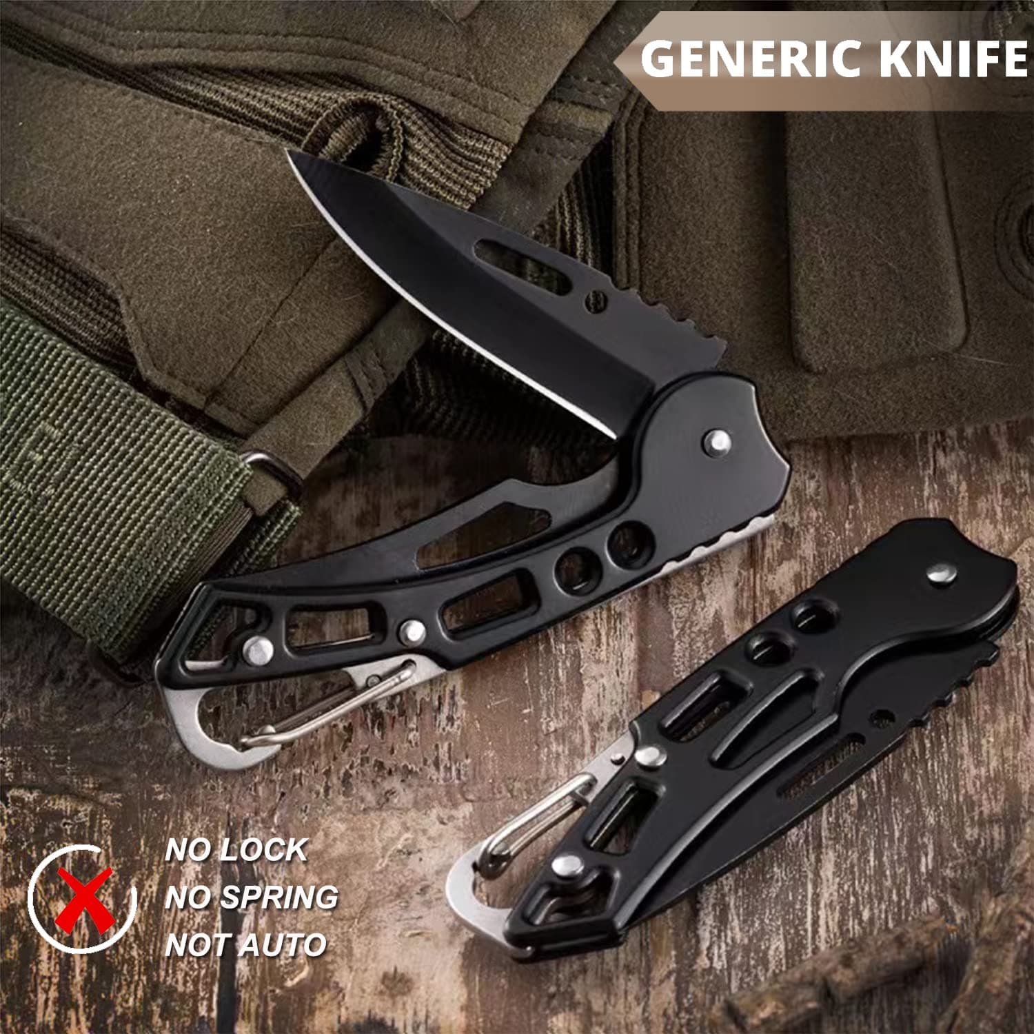 EDC Pocket Knife for Men, 2.44in Sharp Blade with Stainless Steel Handle, Ultralight 51g Small Folding Keychain Knife with Belt Clip for Outdoor Camping Survival Military Tactical Knife thumbnail 2