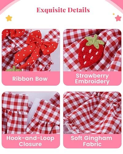 BABESIDE 12-16 Inch Baby Doll Clothes, 4-Piece Doll Outfit Set | 4 Pcs Doll Outfit Set with Strawberry Top, Shorts, Bib & Headband, Cute Baby Doll Accessories, Dress-Up Gift for Kids 3+ thumbnail 3